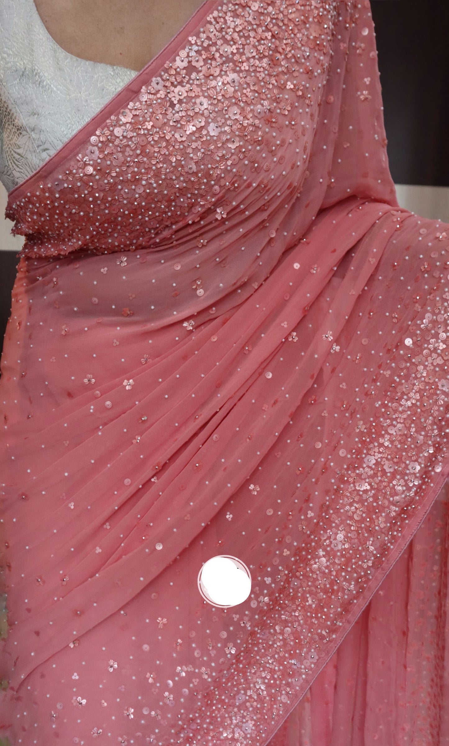 Luxury chiffon Gorgette saree beautiful saree aeros ki inspired saree blouse SaffronFashion