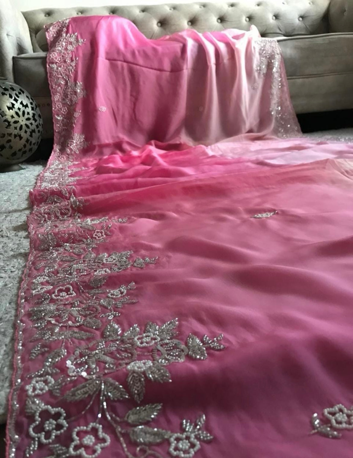 Pink premium shaded saree luxury sarees blouse Saffronfashionindia