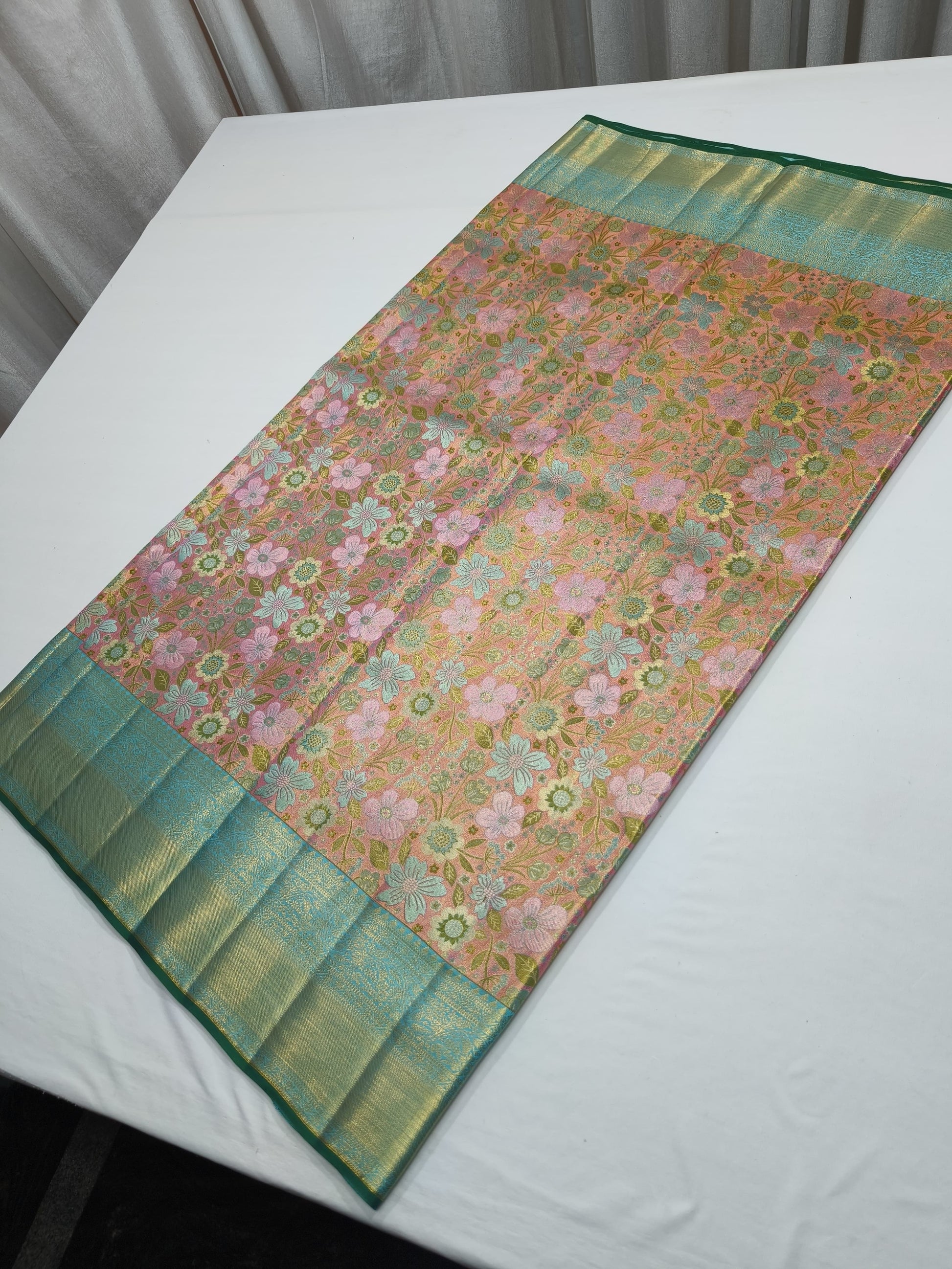 Pure Kanjeevaram Saree Floral silk Sarees - Saffronfashionindia