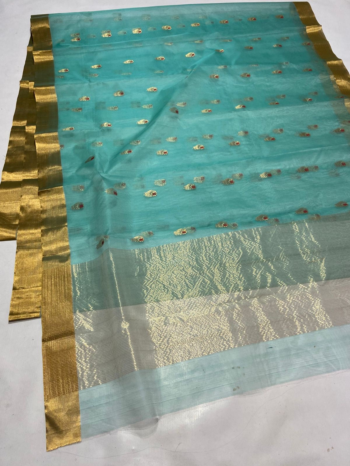 Firoza chanderi saree katan silk saree Indian sarees SaffronFashion