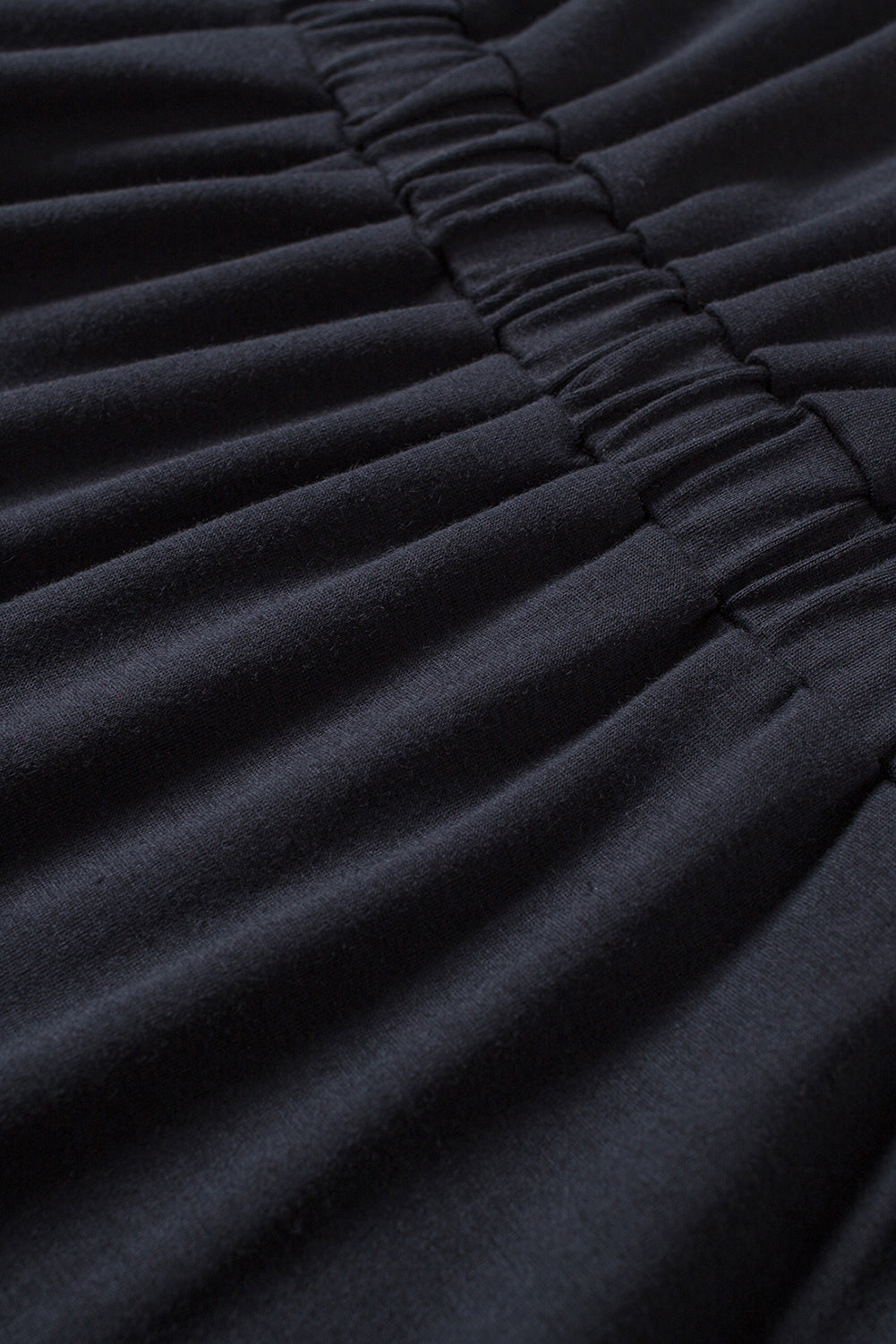 Button Front Shirred Waist Casual Tank Summer Black Dress - Saffronfashionindia