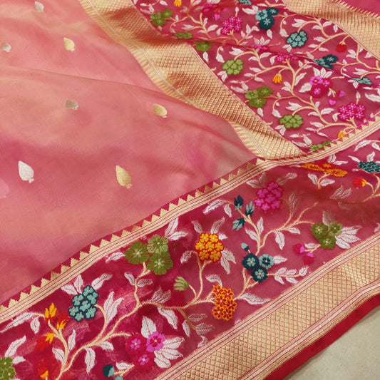 Avshika sarees Kora saree handwoven sari blouse SaffronFashion