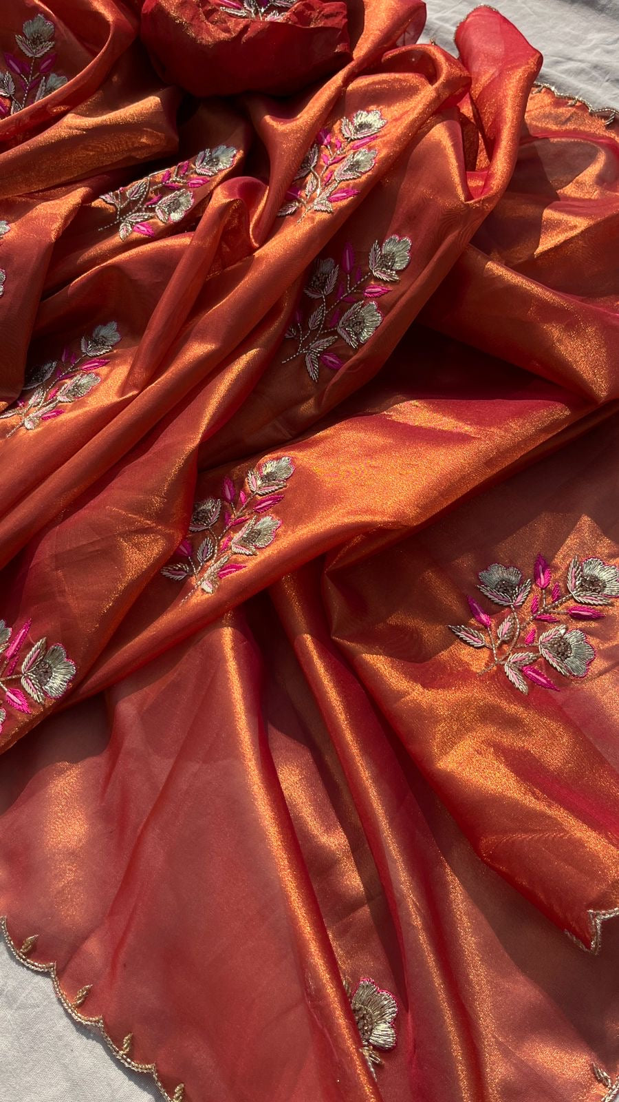 Kiwari Handloom Zari Tissue Saree Indian Sari - Saffronfashionindia
