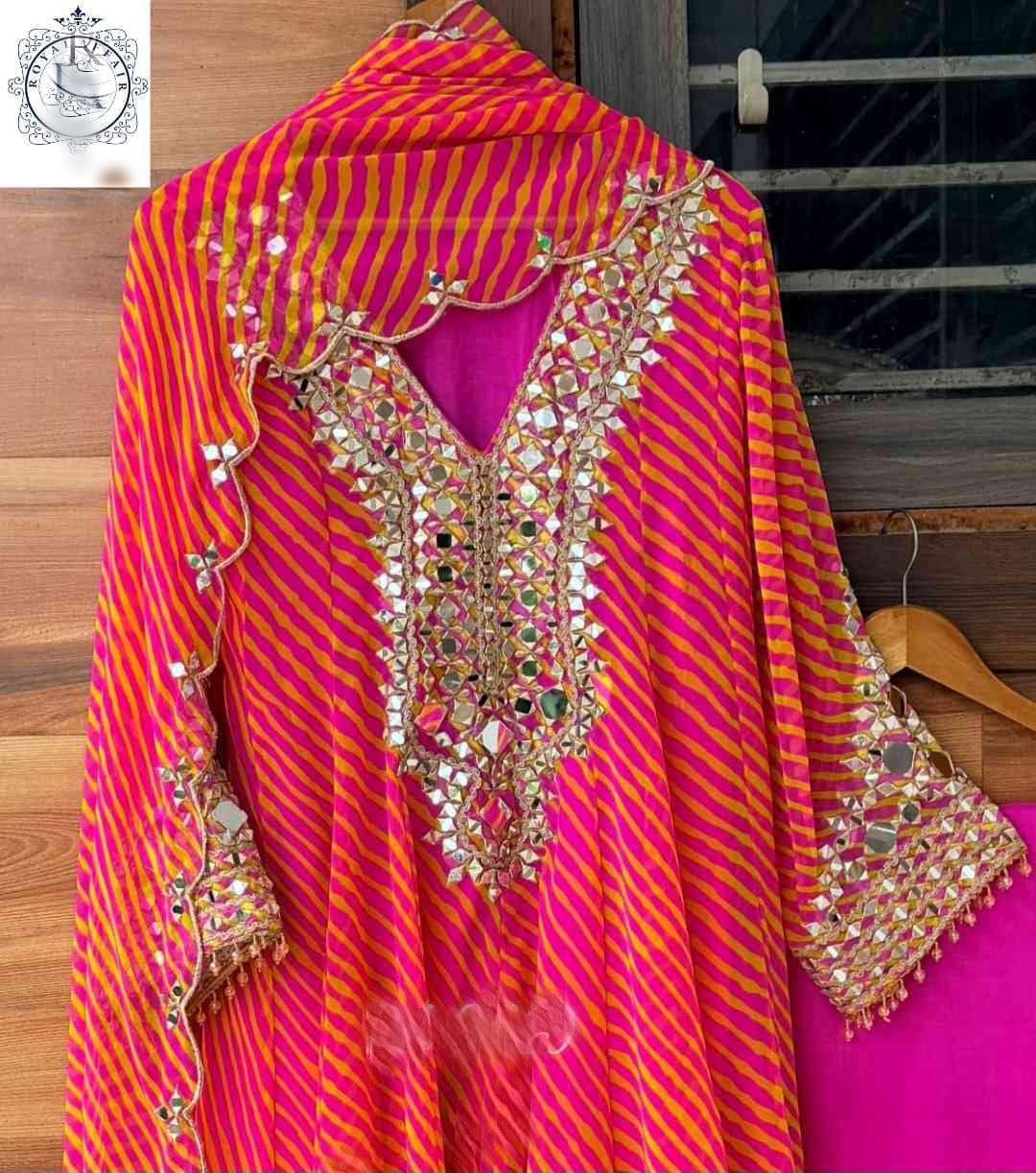 Lehariya Anarkali salwar suit women dresses SaffronFashion
