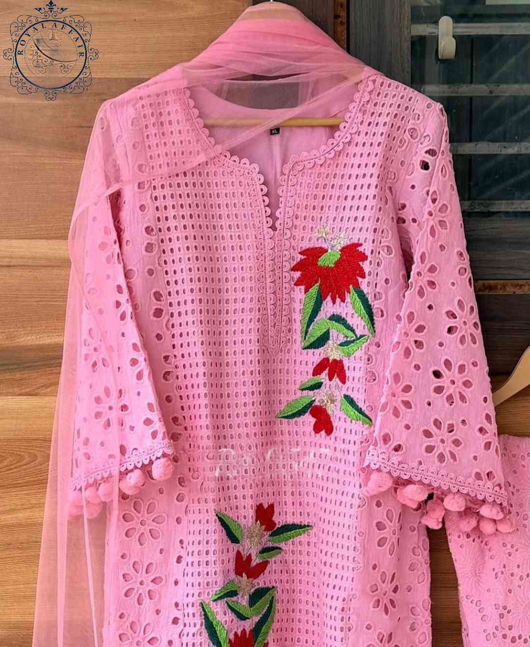 Chikankari stitched shirt set designer dress Saffronfashionindia