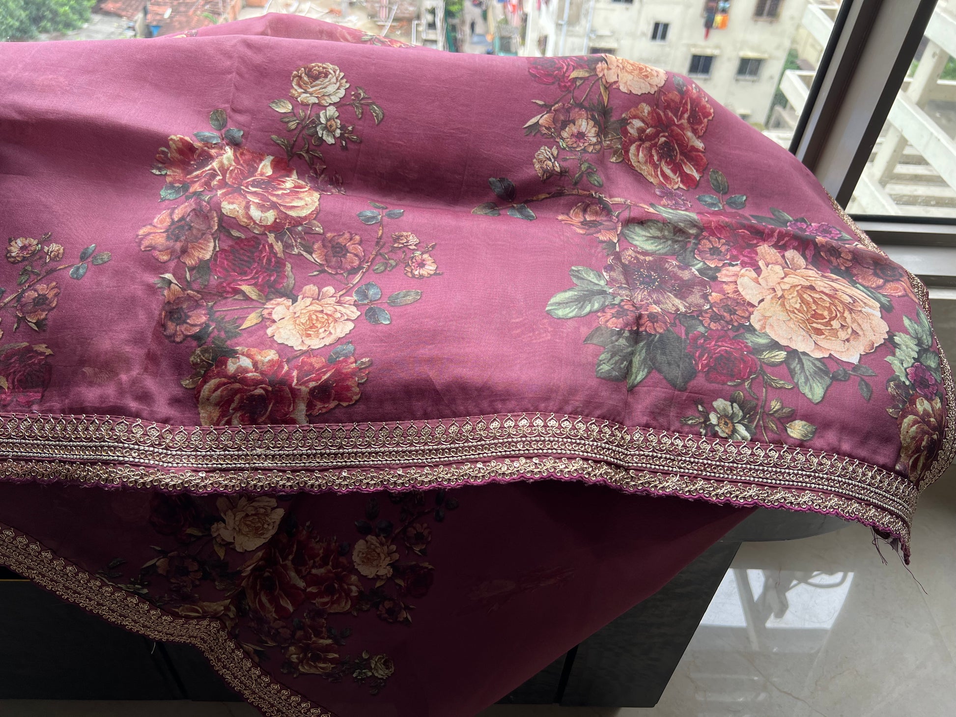 Floral digital print saree/Indian Partywear sarees - Saffronfashionindia