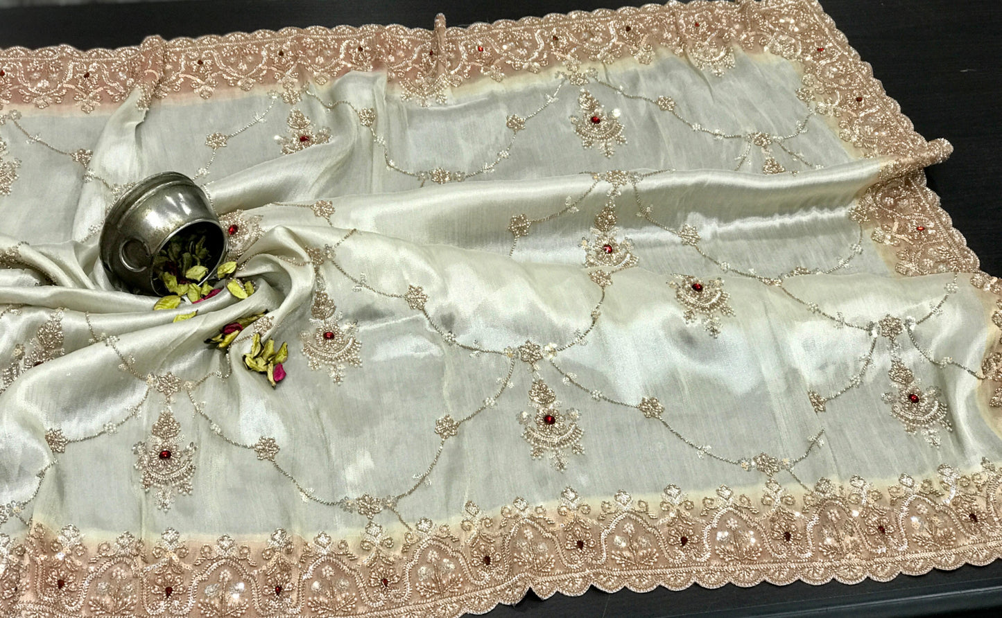 Silk Kanjeevaram saree wedding sari reception saree blouse Saffronfashionindia