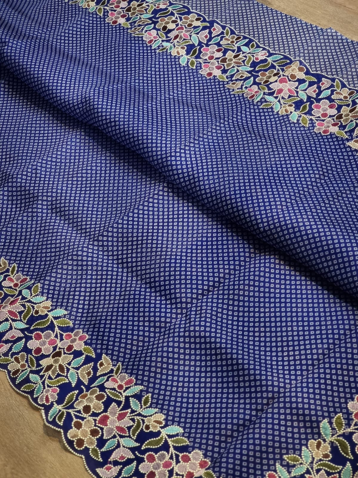 Multi bandhej printed inspired organza silk sarees - Saffronfashionindia