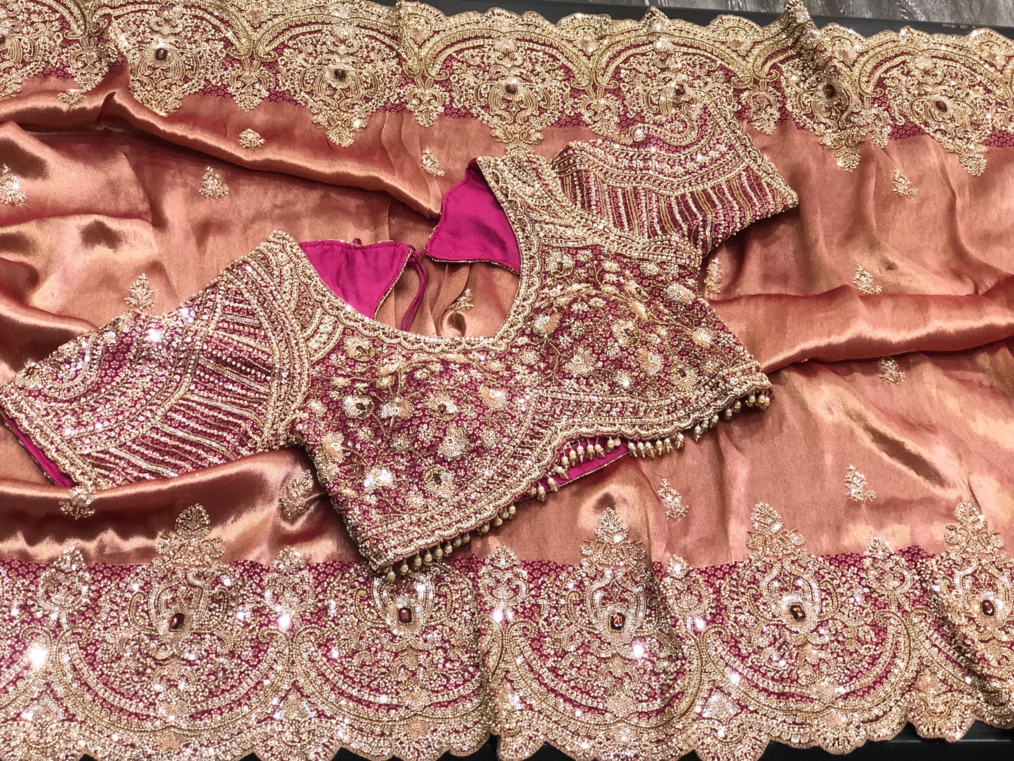 Dual tone pure Kanjeevaram saree wedding sari reception sarees blouse Saffronfashionindia