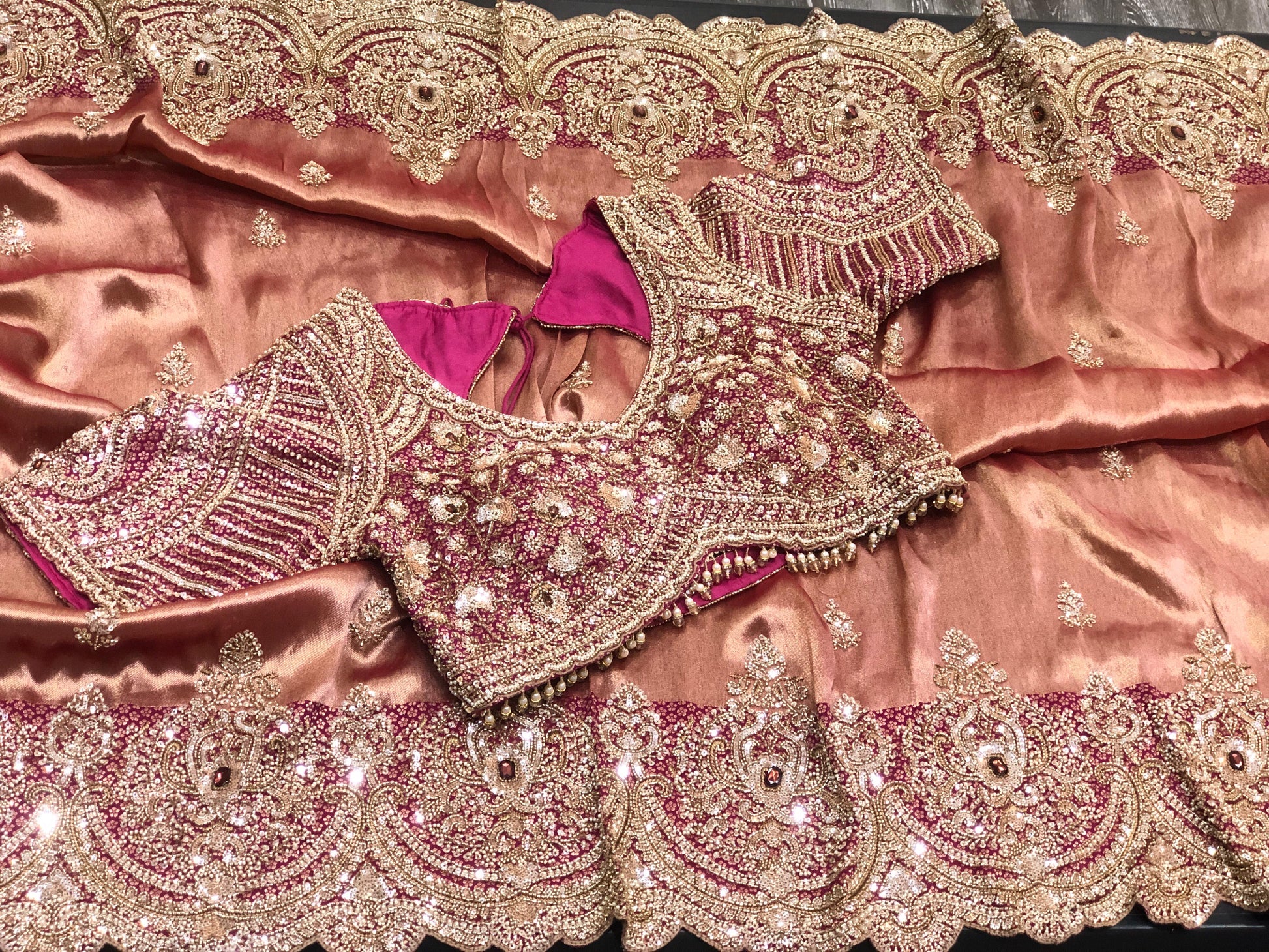 Dual tone pure Kanjeevaram saree wedding sari reception sarees blouse Saffronfashionindia