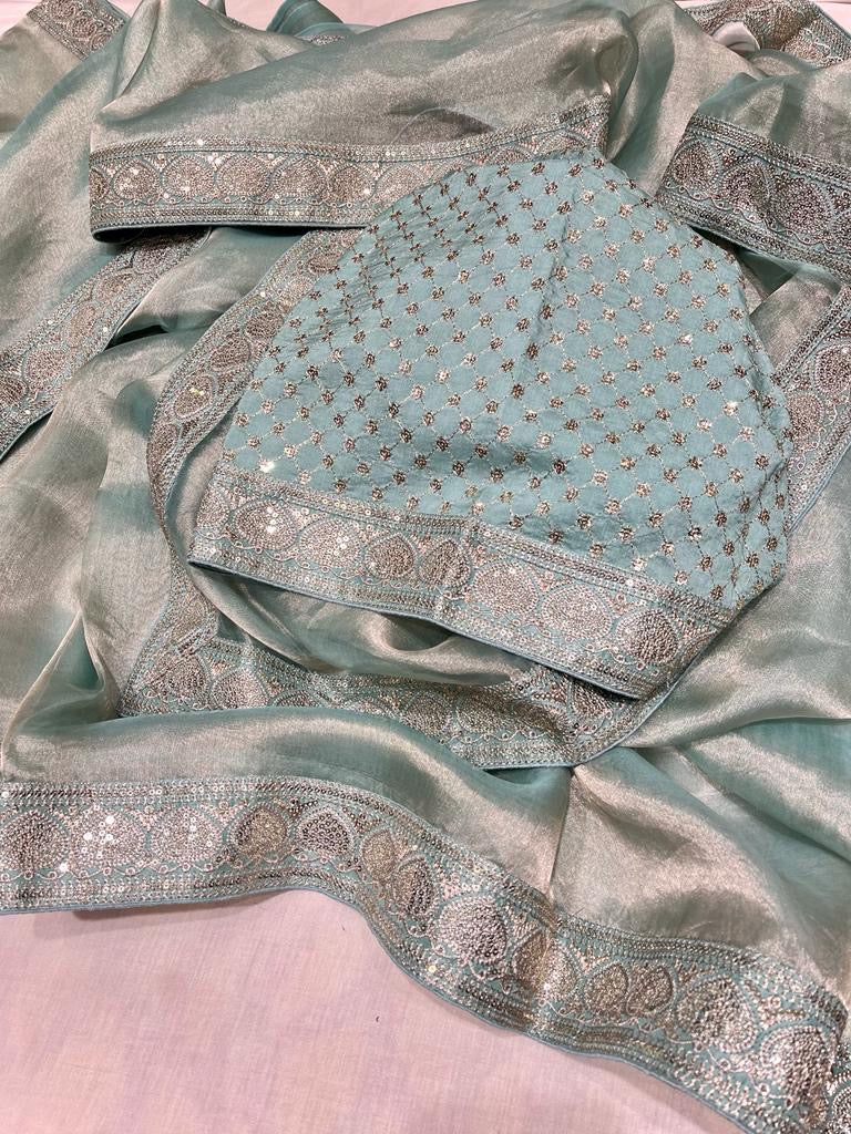 Jenila tissue Trendy Partywear Womem Sarees - Saffronfashionindia