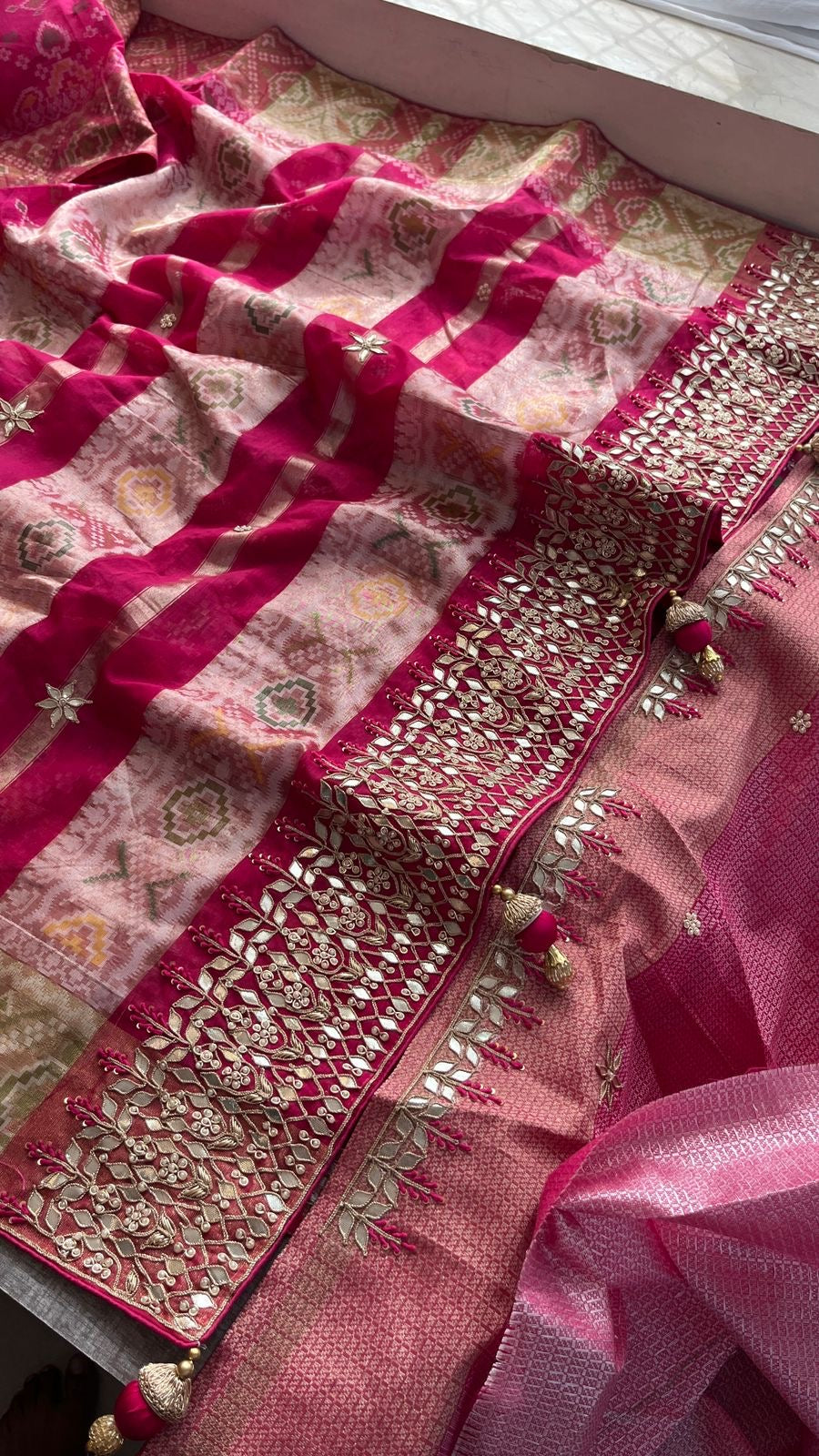 Kora Patola saree handmade saree zardosi saree - Saffronfashionindia