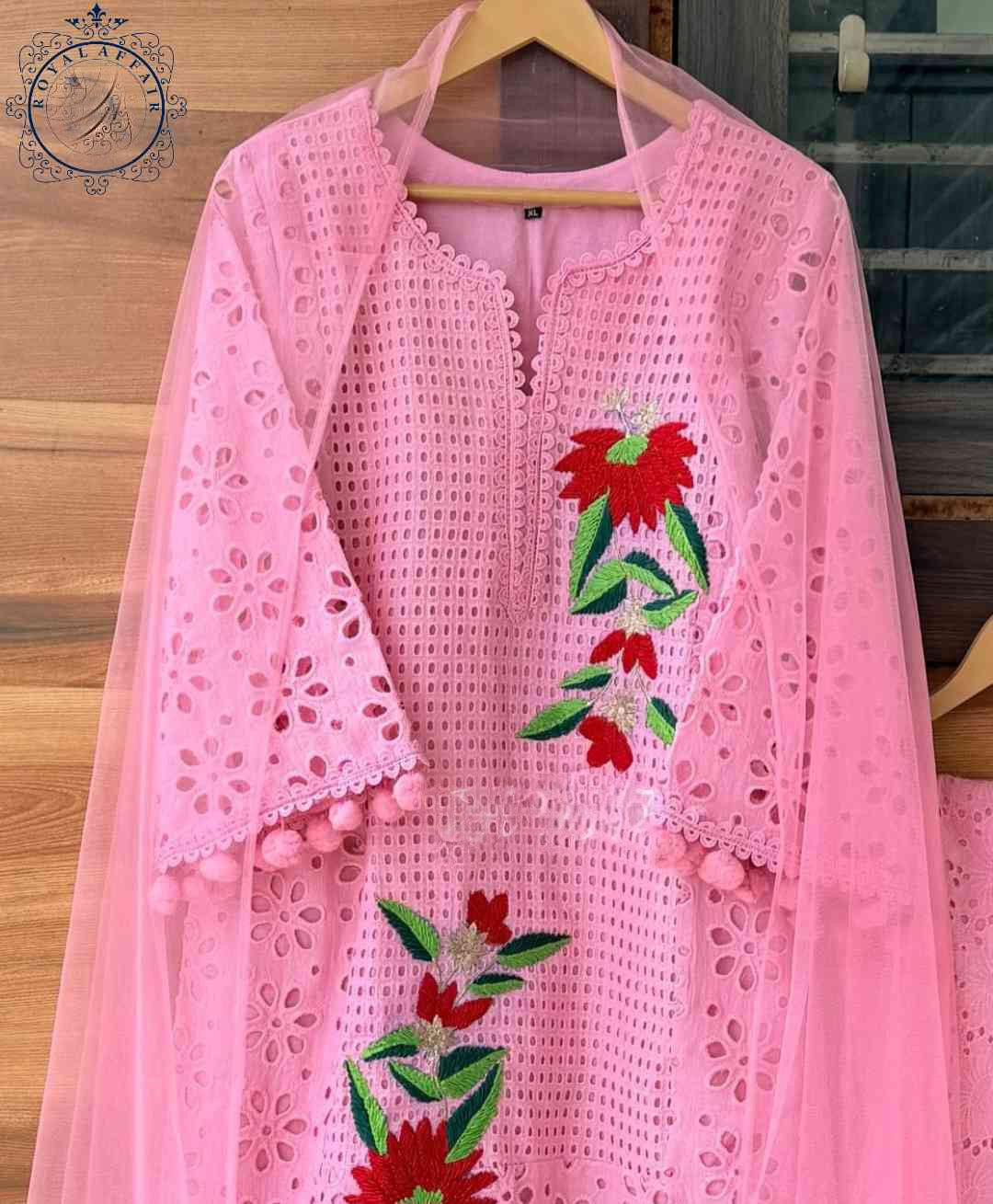Chikankari stitched shirt set designer dress Saffronfashionindia