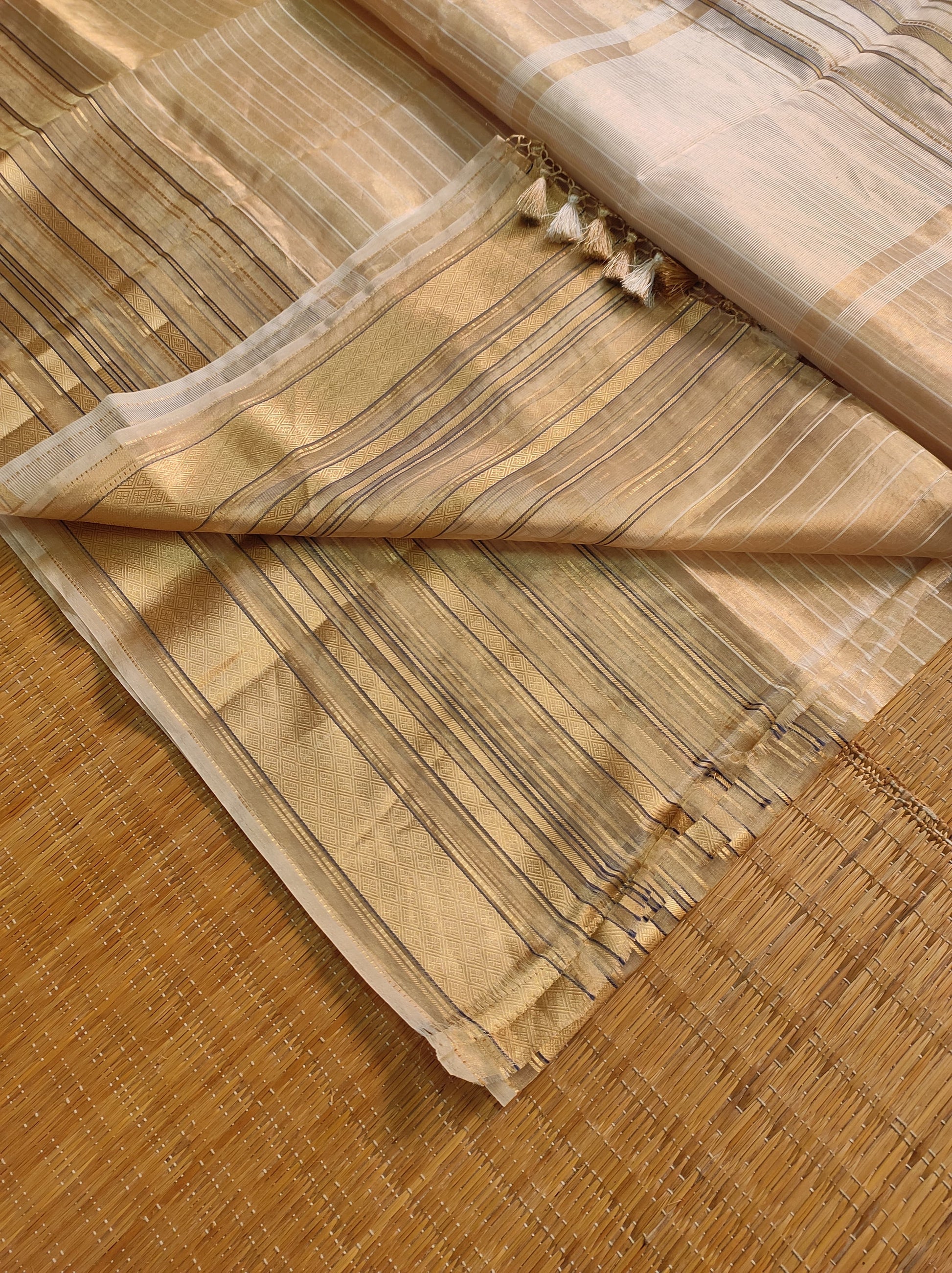 Chiniya Striped tissue sarees - Saffronfashionindia