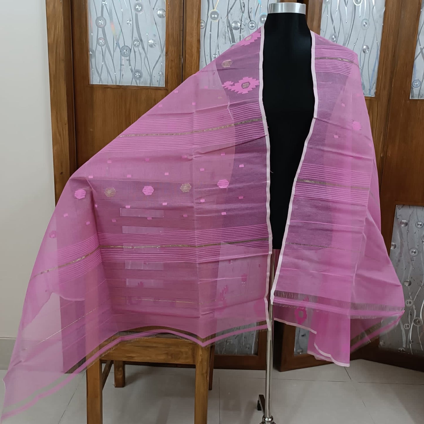 Silk Jamdani Indian heritage dupatta - Saffronfashionindia