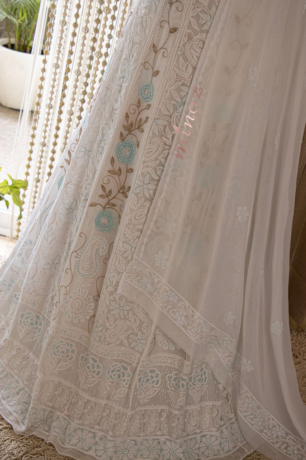 Lucknowie Gorgette dress pakistani dress Chikankari dress - Saffronfashionindia