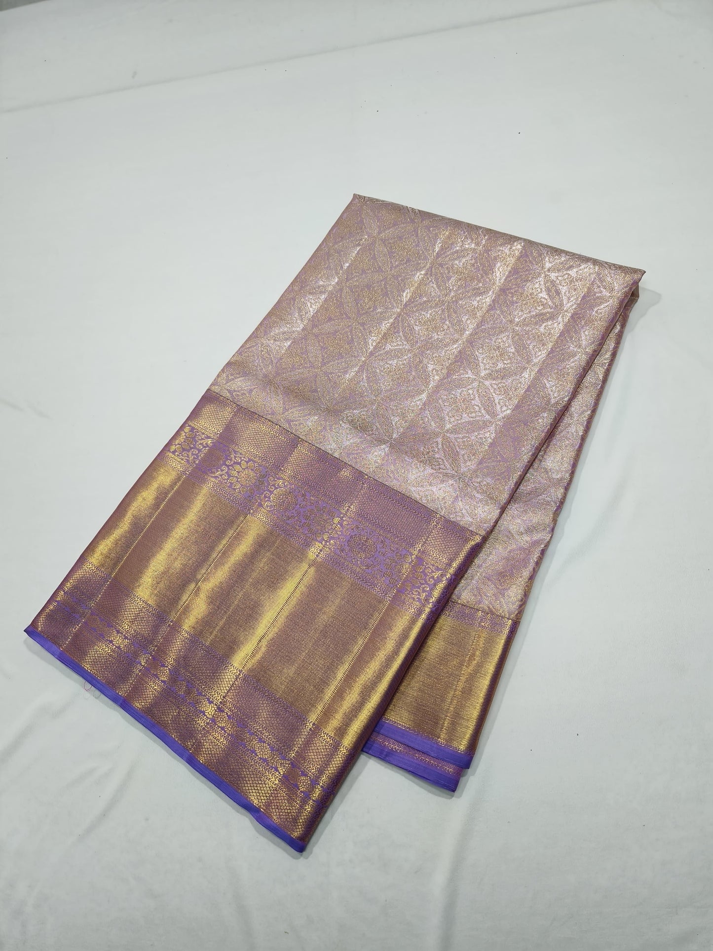Lavender Kanjeevaram saree Indian sarees women saree blouse - Saffronfashionindia