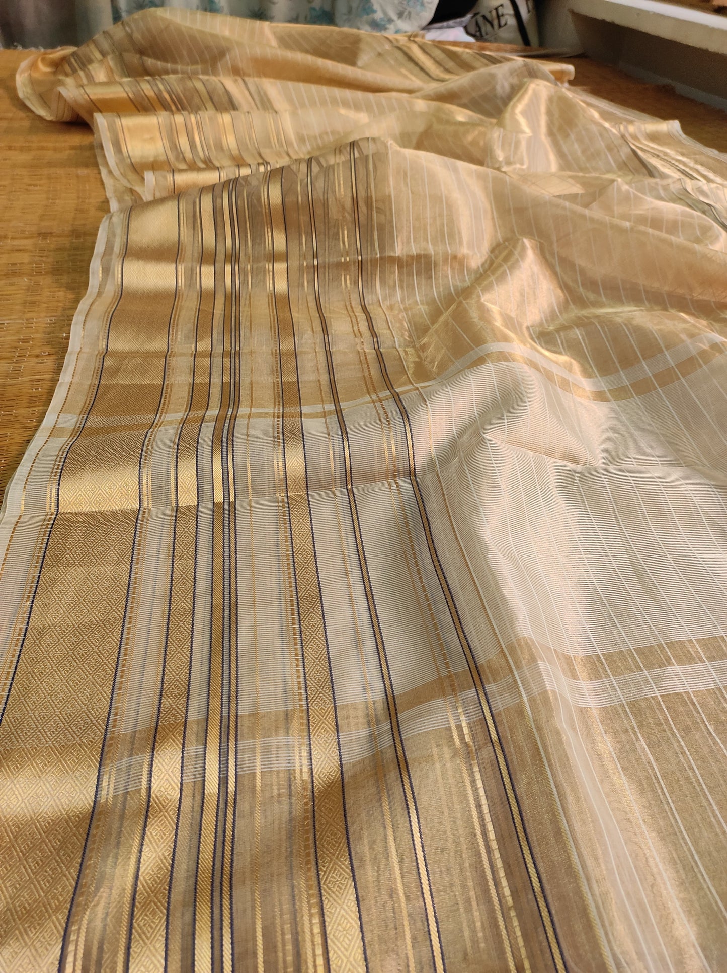 Chiniya Striped tissue sarees - Saffronfashionindia
