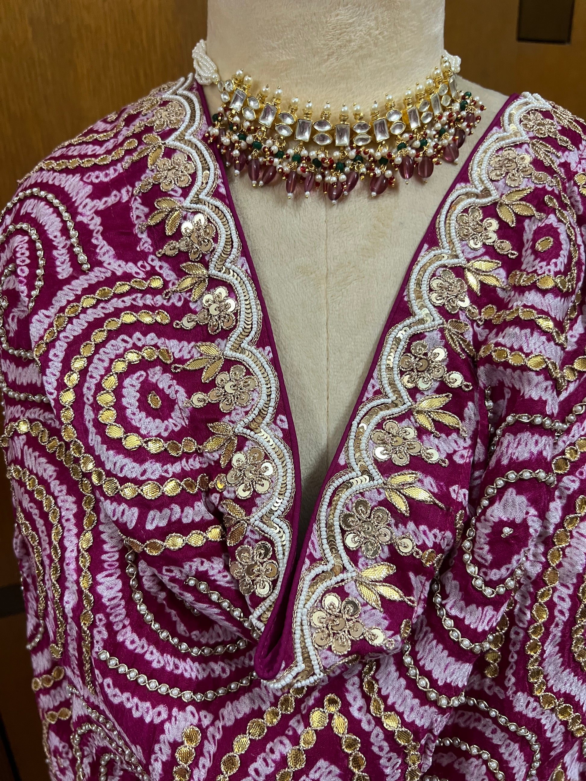 Pink Gajji silk dupatta Embroidery dupatta - Saffronfashionindia