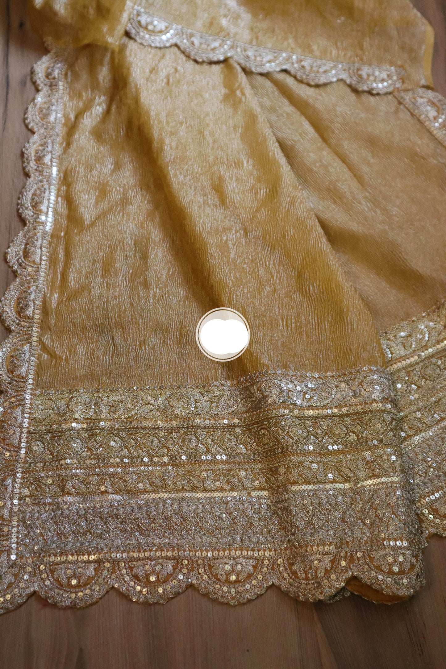 Yellow crushed tissue saree tissue silk saree Partywear saree blouse SaffronFashion