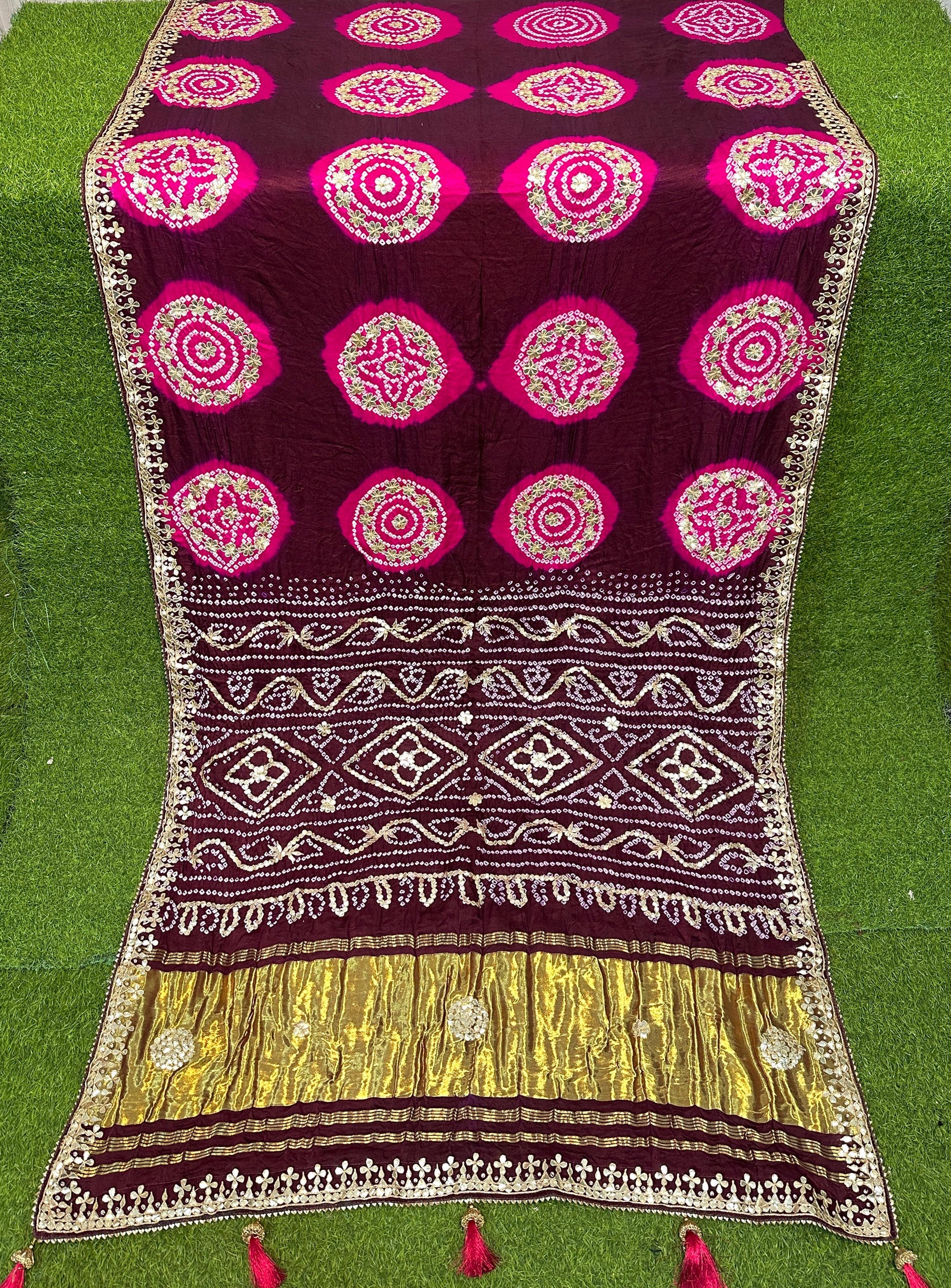 Gottapatti Ghajini silk saree wedding saree women sari blouse - Saffronfashionindia
