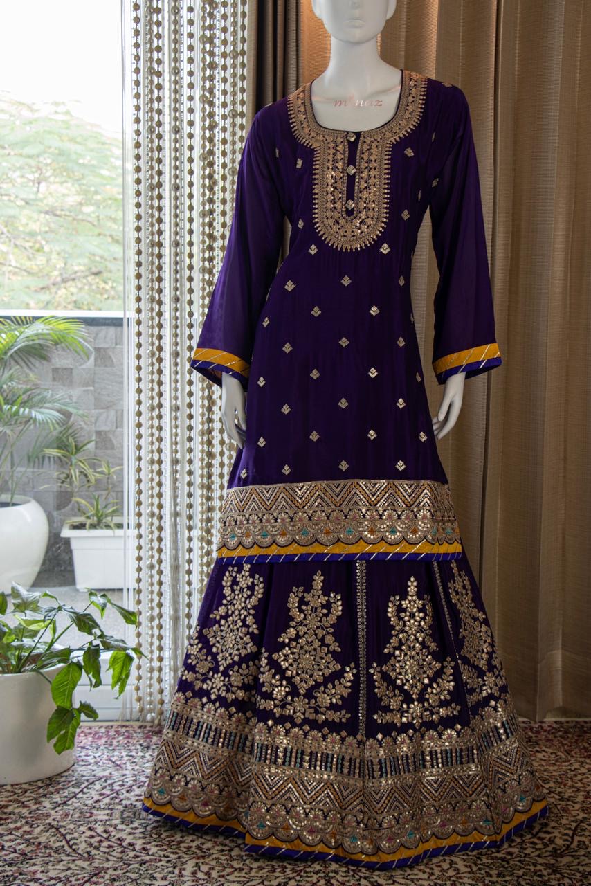 Rebica Embroidered Zari Gharara Set Pakistani Dress - Saffronfashionindia
