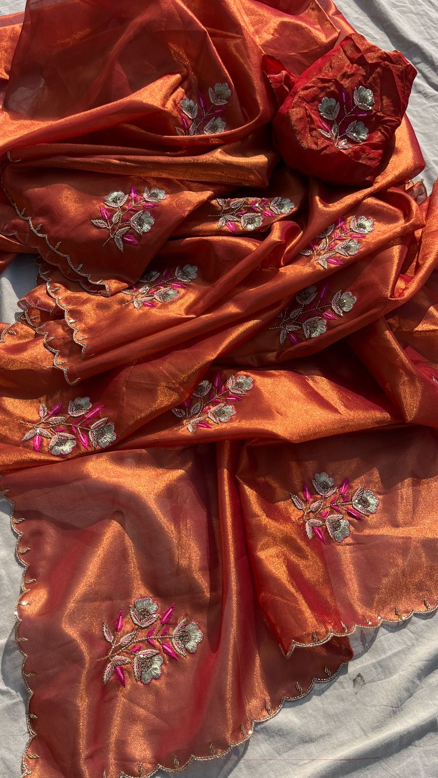 Kiwari Handloom Zari Tissue Saree Indian Sari - Saffronfashionindia
