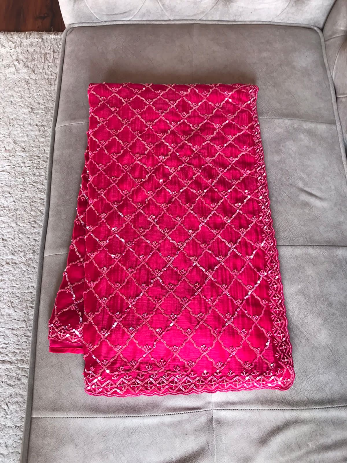 Pink Satin Dilk Saree Luxury Sequins Sari - Saffronfashionindia