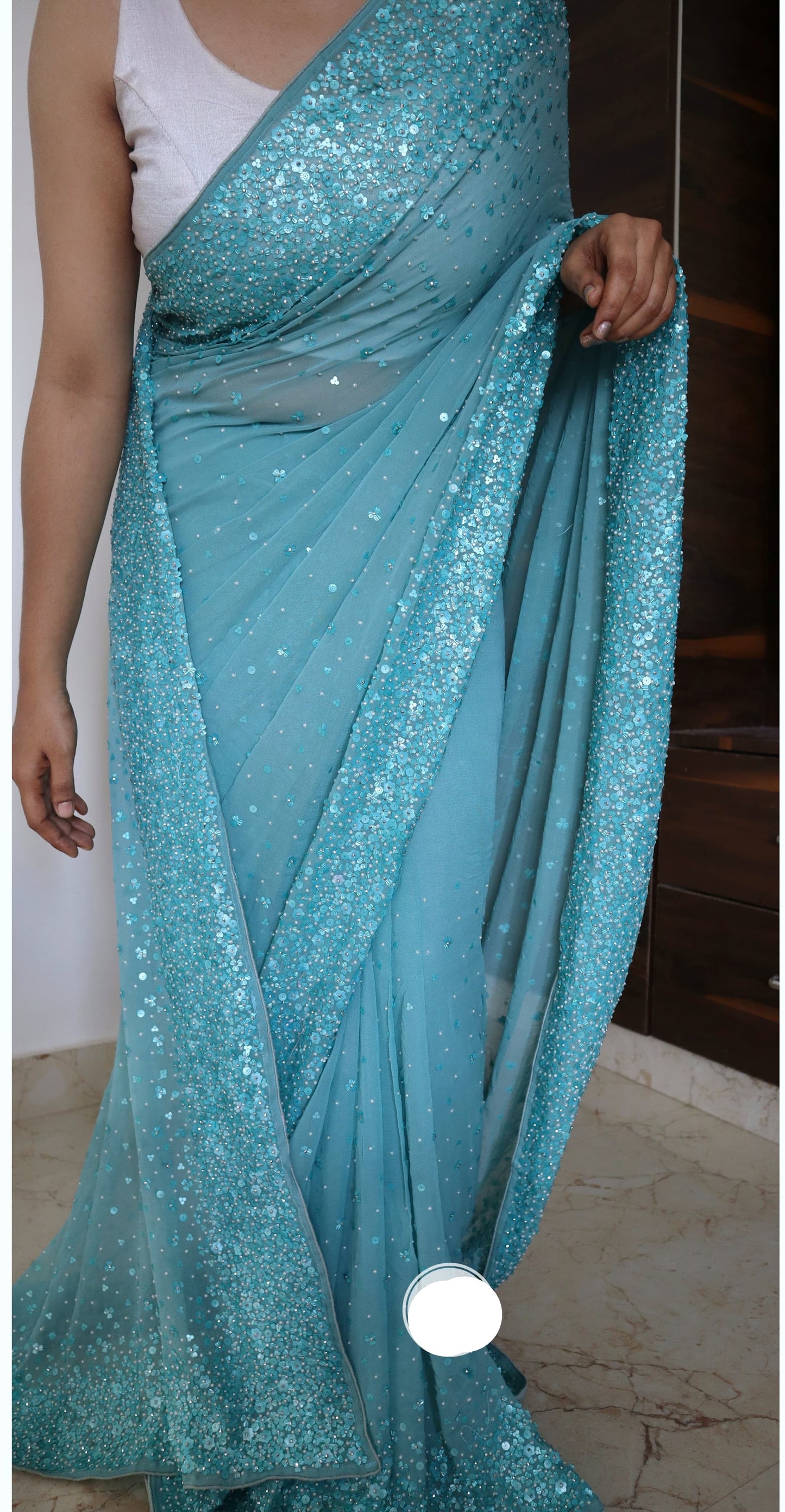 Luxury chiffon Gorgette saree beautiful saree aeros ki inspired saree blouse SaffronFashion