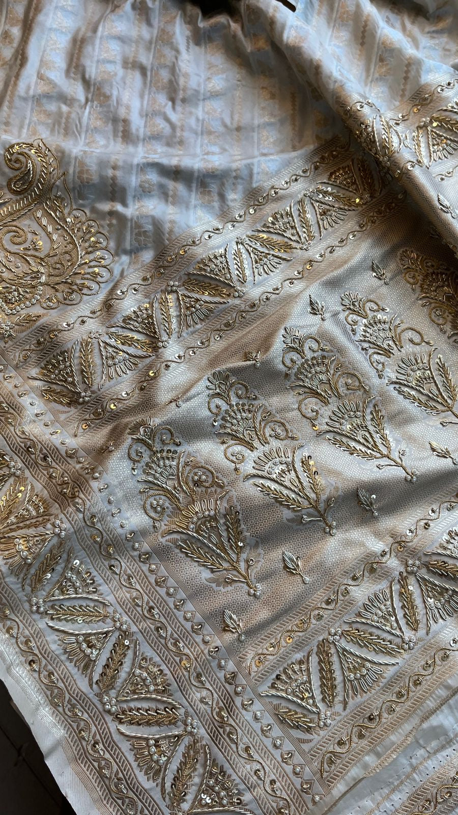Navesha zardosi Katan silk saree Indian sarees SaffronFashion
