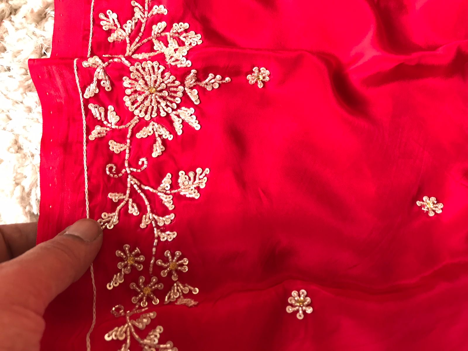 Richie Red saree luxury saree crepe silk sari blouse - Saffronfashionindia
