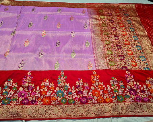 Purple vintage saree Banarsi kadhwa saree handwoven silk saree Indian traditional silk sarees SaffronFashion