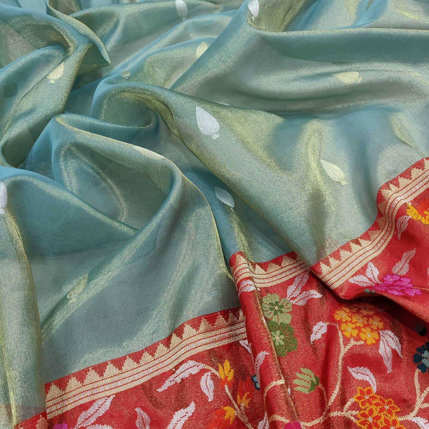 Aneha Tissue Handwoven Saree women sari - Saffronfashionindia