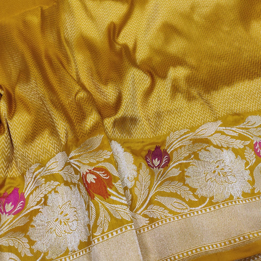 Mahiva katan silk saree handwoven sarees blouse - Saffronfashionindia