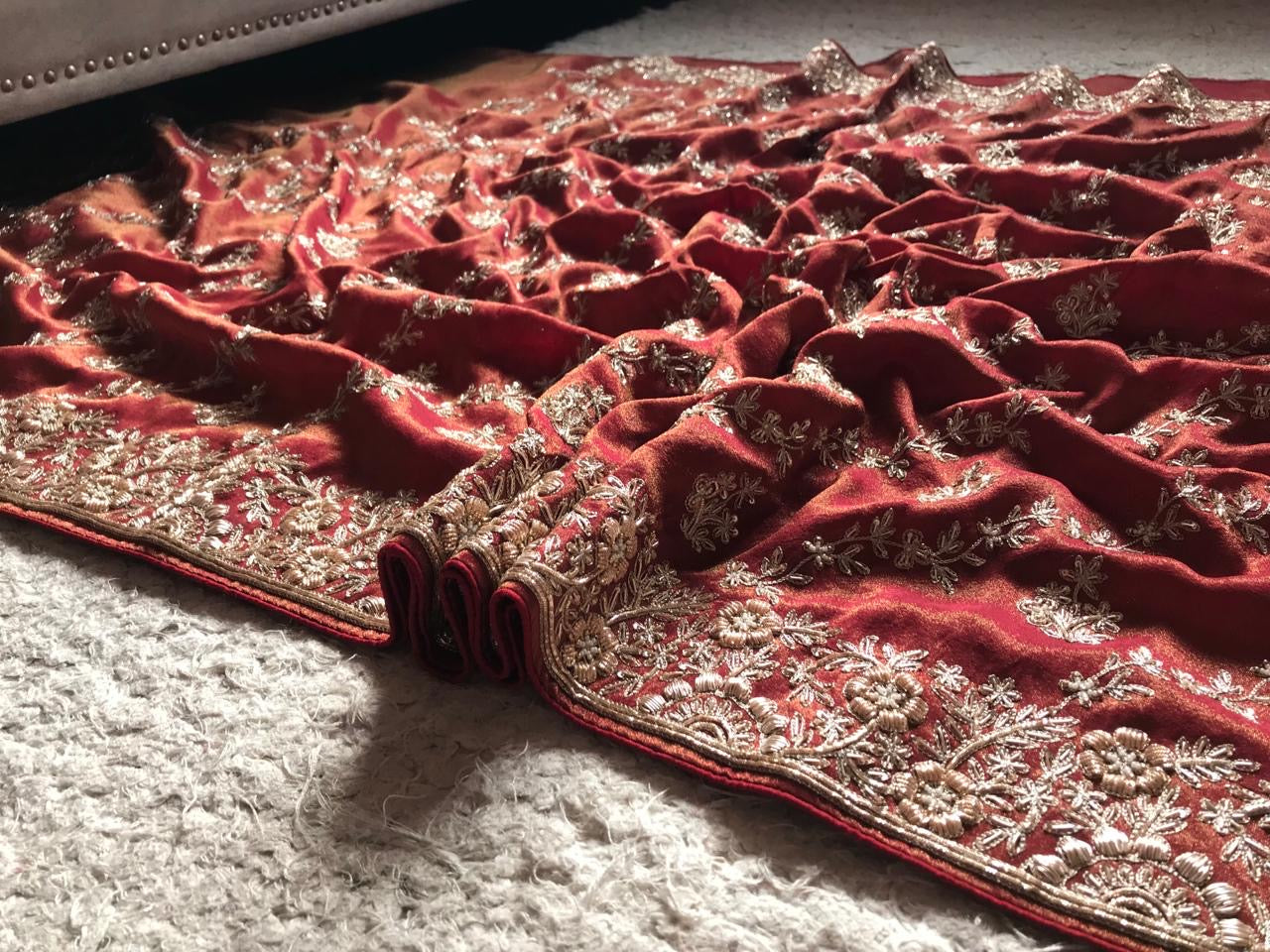 Wedding Bridal Saree Zardosi Sarees - Saffronfashionindia