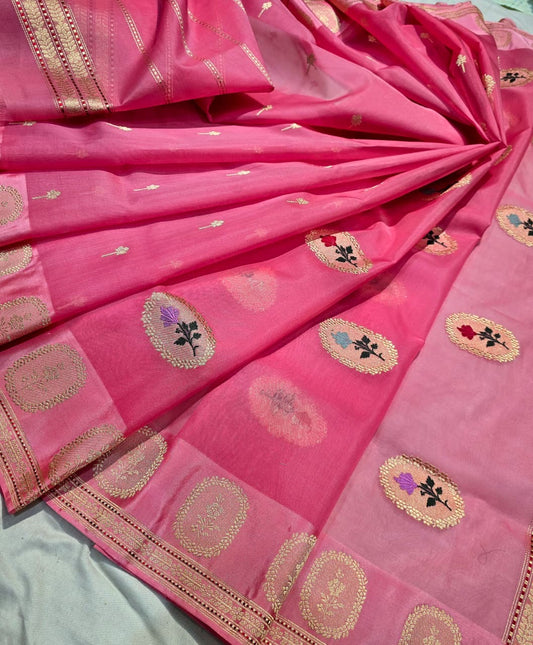 Pink kora saree ektara saree beautiful sari blouse SaffronFashion