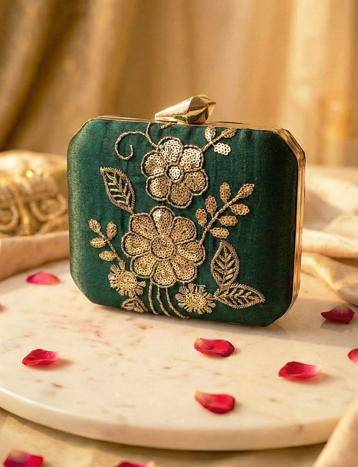 Floral Embroidery Clutch Bag Ethnic Clutch box Saffronfashionindia
