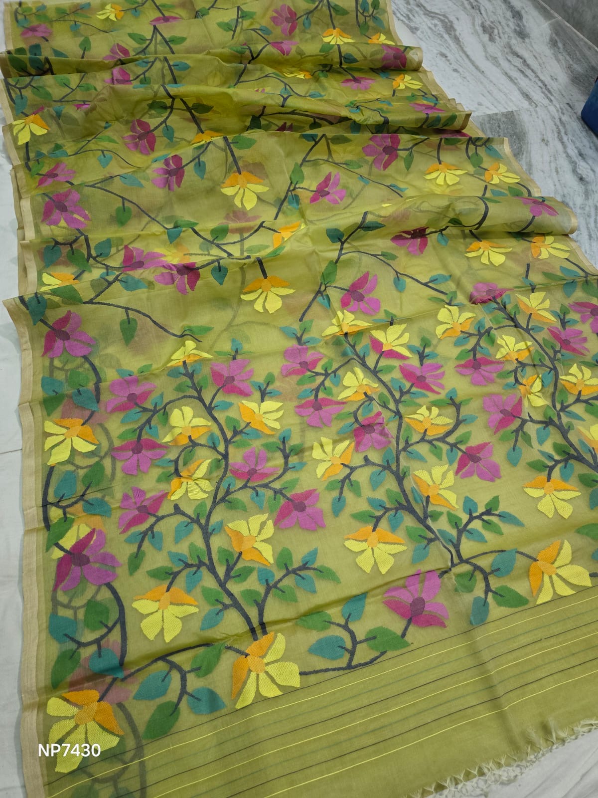 Muslin Handwoven Jamdani saree Indian sarees premium sari - Saffronfashionindia
