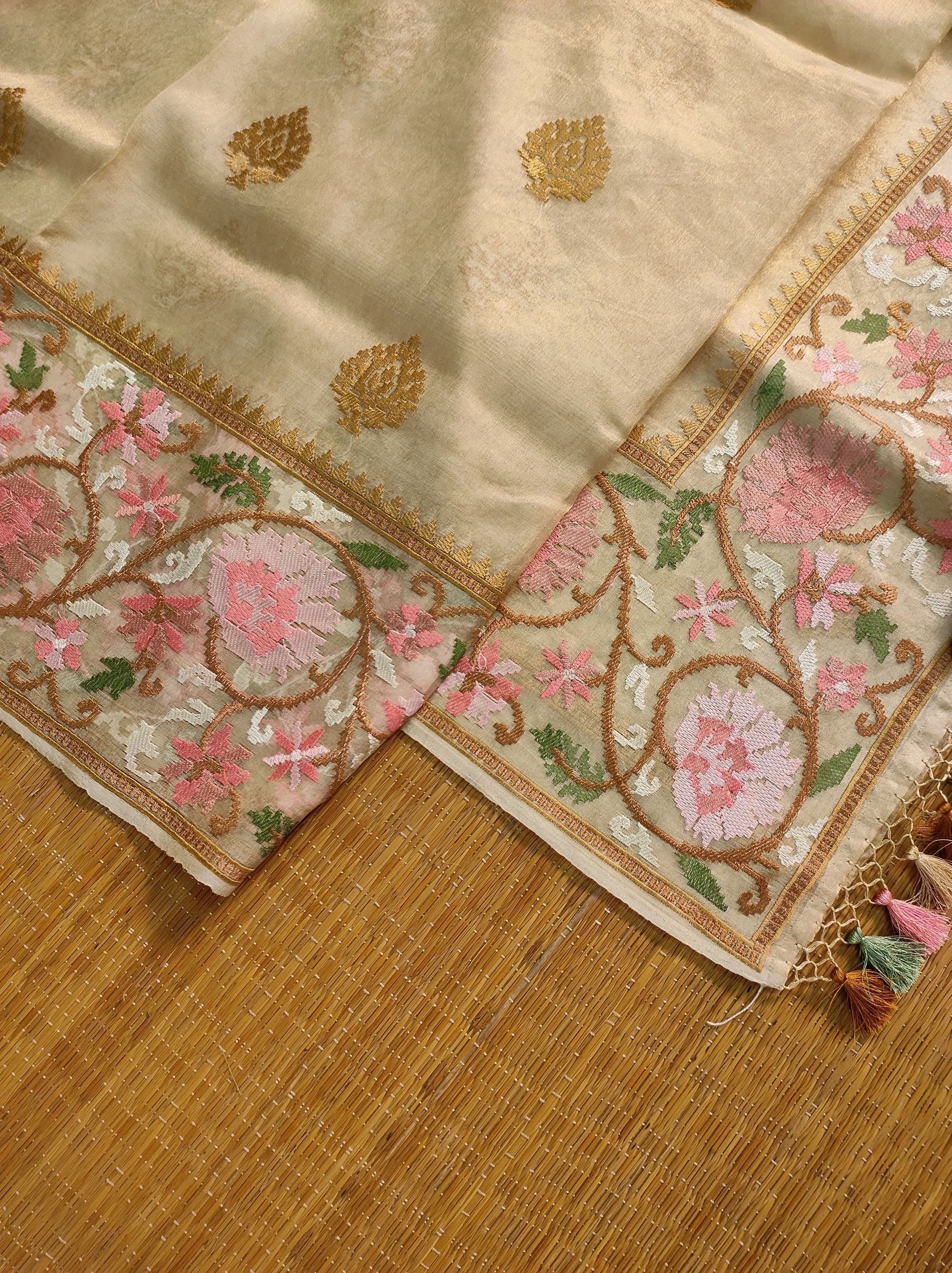 Murhim tissue silk saree embroidery saree Indian sarees blouse Saffronfashionindia