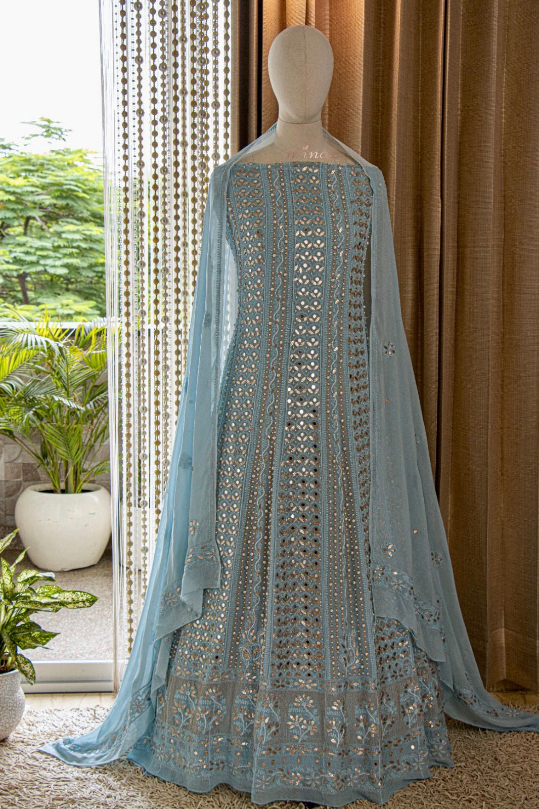 Zebah Lucknowi Chikankari salwar suit Pakistani Anarkali suit - Saffronfashionindia