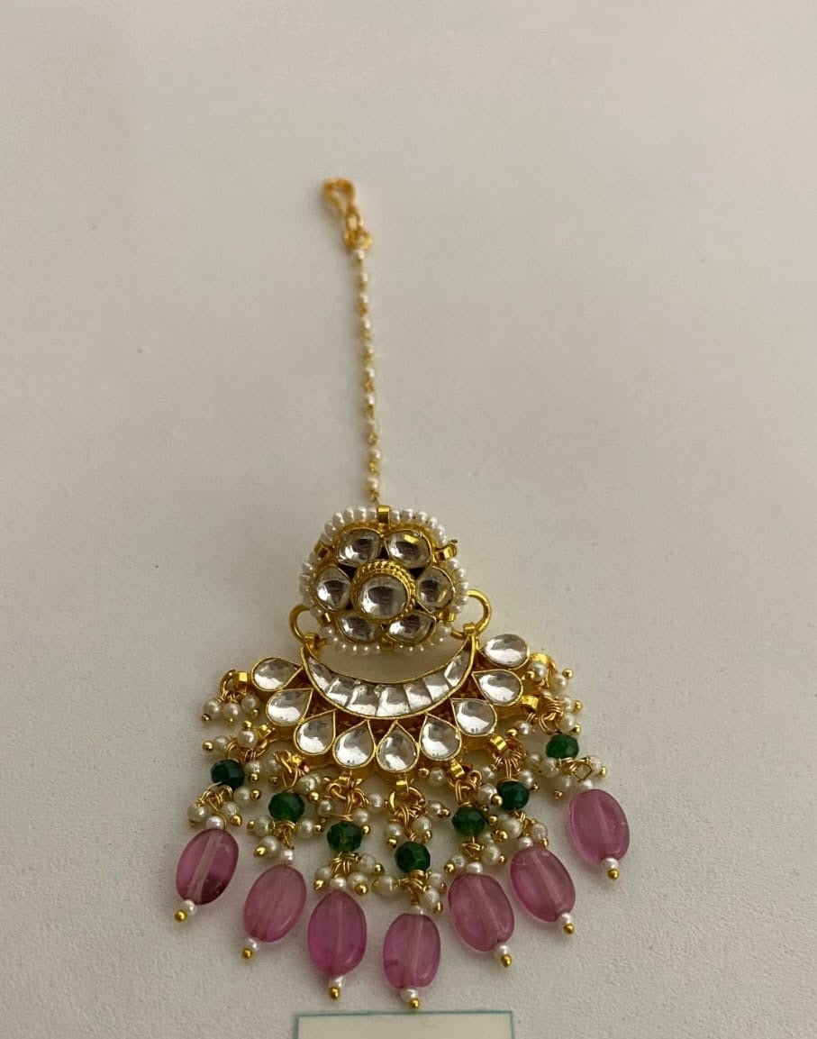Elegant borla Kundan stone borla Indian jewellery SaffronFashion
