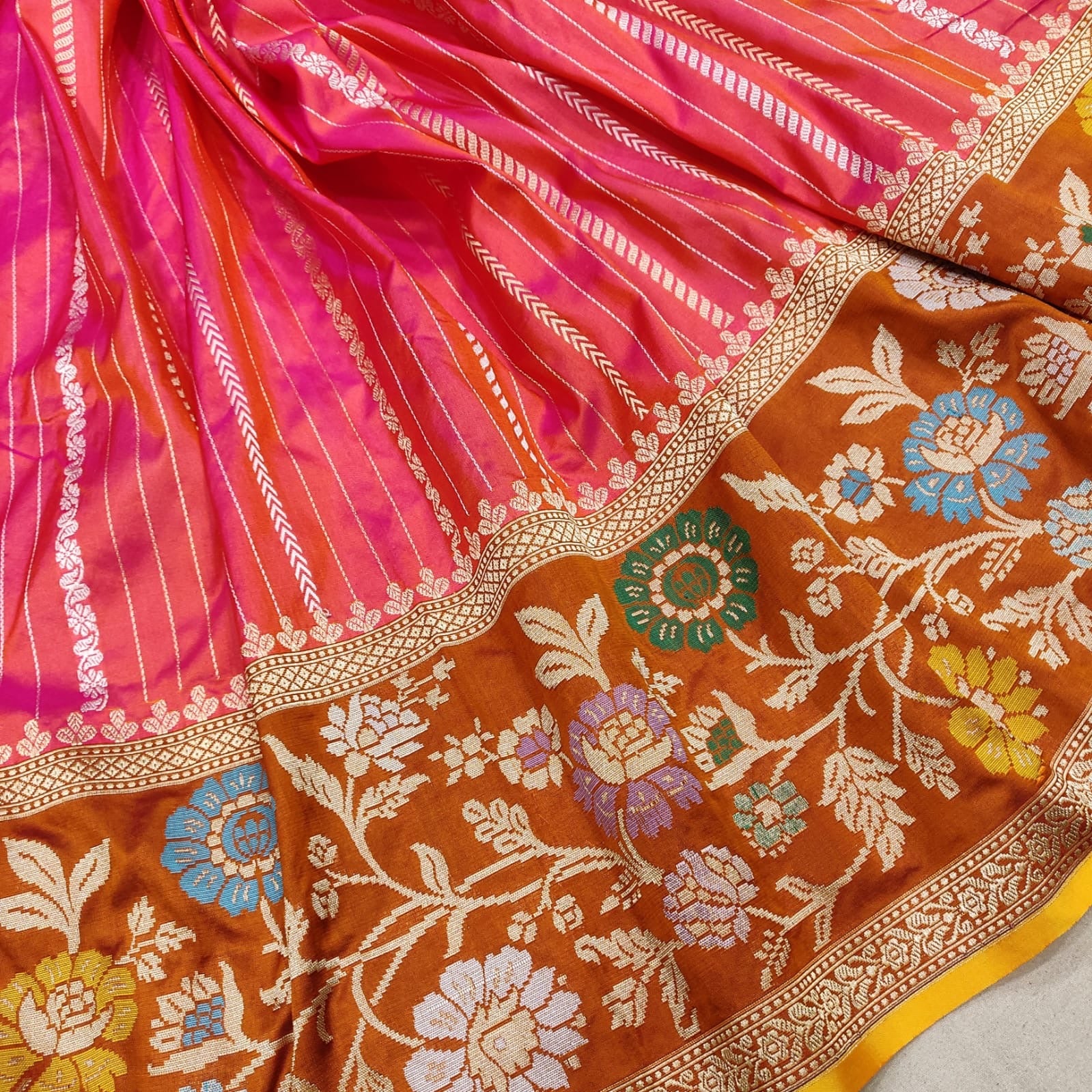 Ramina Dual Toned Katan Silk Saree Handwoven sari - Saffronfashionindia