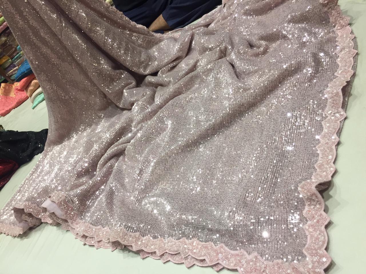 Sequence embroidered partywear sarees - Saffronfashionindia