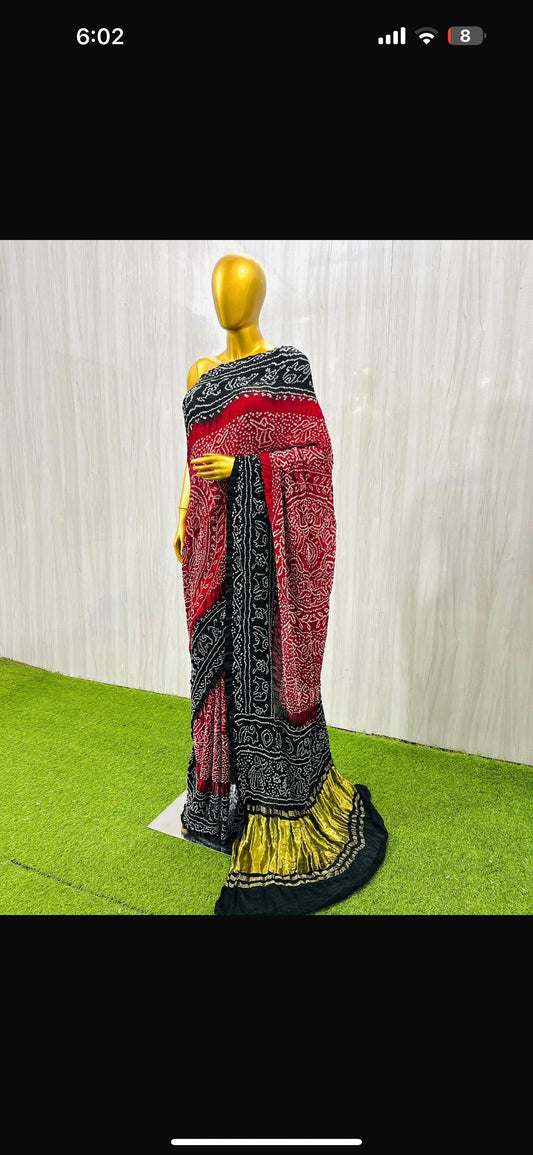 Vani gajji silk saree Bandhani saree traditional sarees SaffronFashion