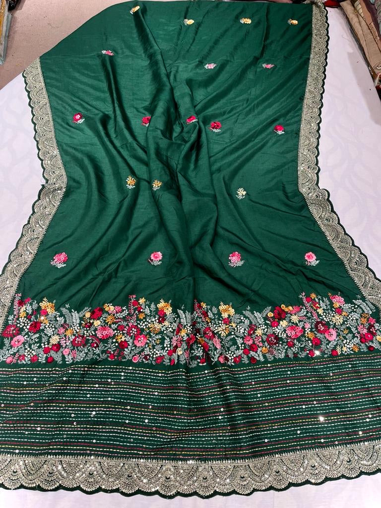 Naveli embroidered silk saree women sarees - Saffronfashionindia