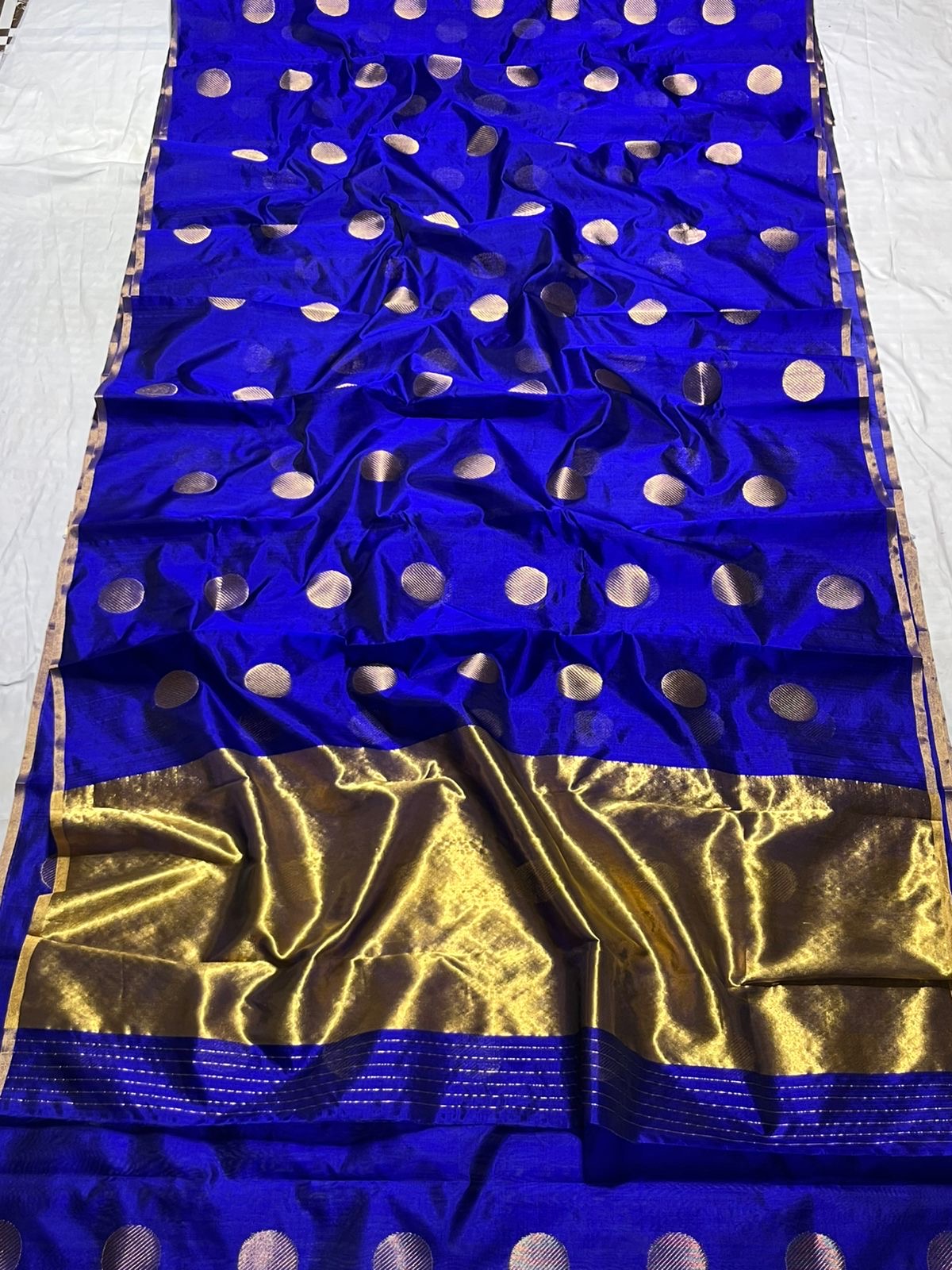 Royal chanderi saree blue chanderi sari blouse Indian sarees SaffronFashion