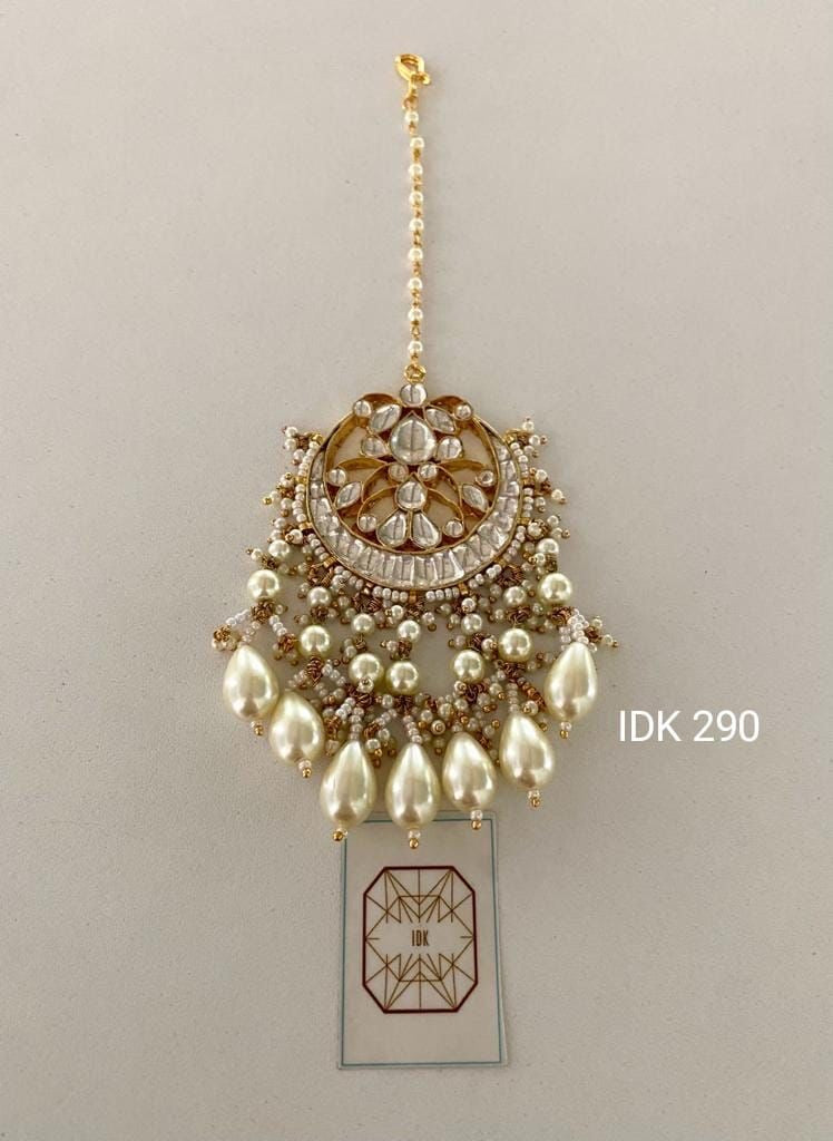 Pearl kundan tikka wedding tikka bridesmaid tikka - Saffronfashionindia