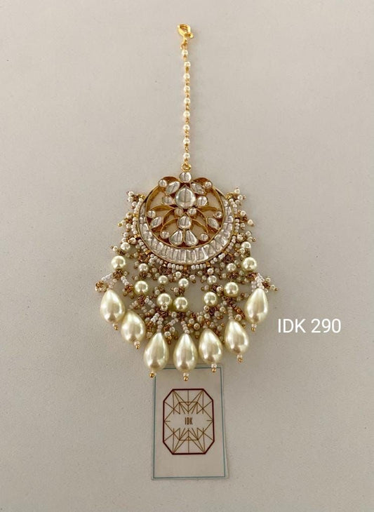 Pearl kundan tikka wedding tikka bridesmaid tikka - Saffronfashionindia