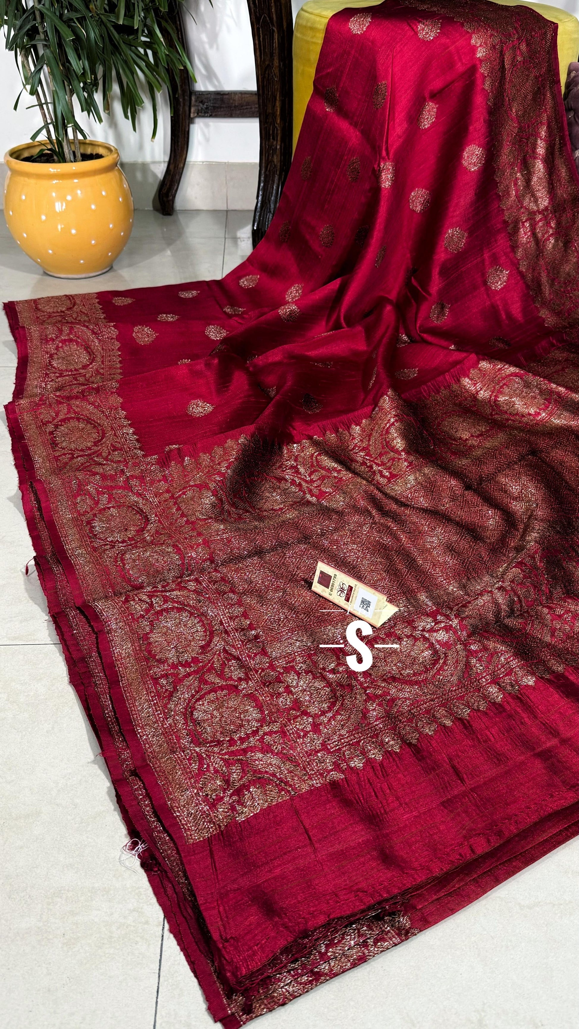 Tussar handwoven luxury saree Indian saree blouse SaffronFashion