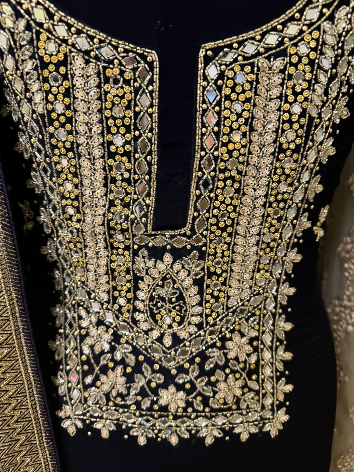 Mirror Handwork Chinon Salwar suit Indian dress - Saffronfashionindia